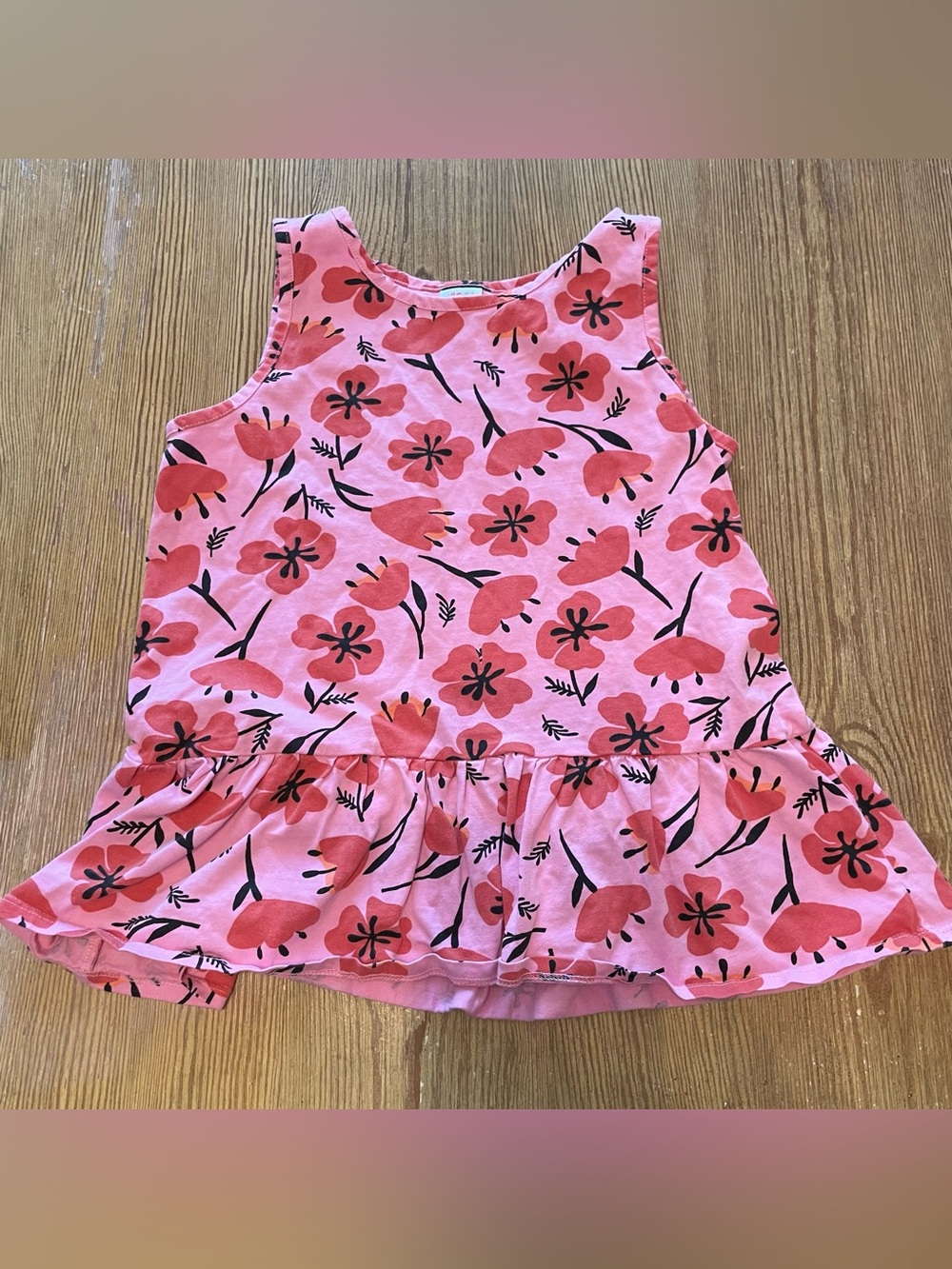 Hanna Girls Pink Floral Peplum Tank Top